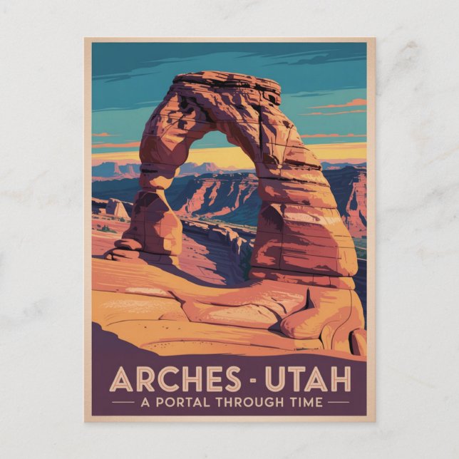 Postal Arches Utah - Poster de Viajes Vintage (Anverso)