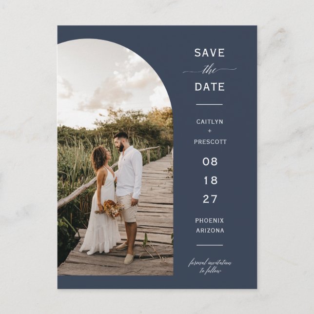 Postal Arco azul de la Marina Foto Código QR Guardar fech (Anverso)