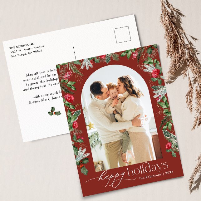 Postal Arco Botánico Rojo Borgoña Moderno 1 Festividad Fo (Subido por el creador)