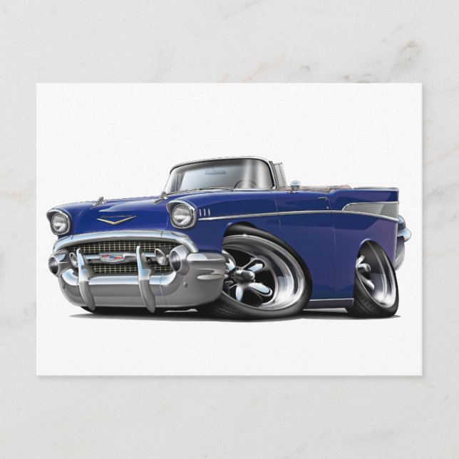 Postal Arco caliente Chevy Belair azul oscuro convertible (Anverso)