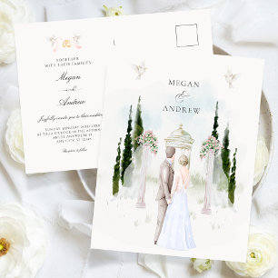 Postal Arco de boda estético pareja acuarela