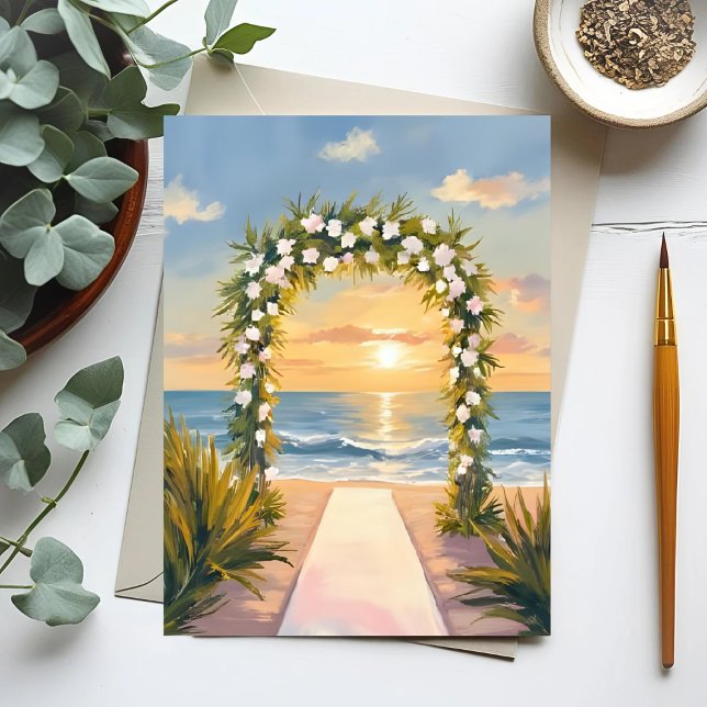 Postal Arco de bodas de playa acuarela floral (Subido por el creador)