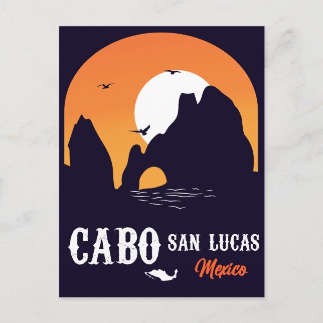 Postal Arco de Cabo San Lucas México Vintage retro Sunset (Anverso)