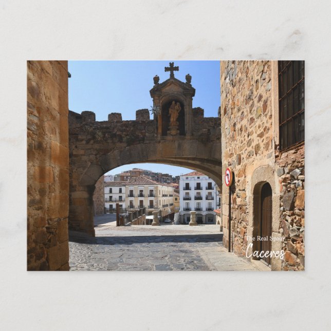 Postal Arco de Cáceres, España (Anverso)