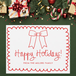 Postal Arco de Felices Fiestas Minimalista Rojo y Blanco
