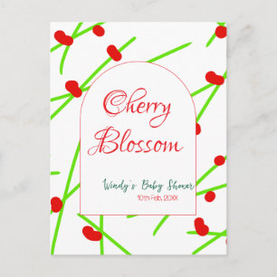 Postal Arco de flor de cerezo rojo y verde baby shower na