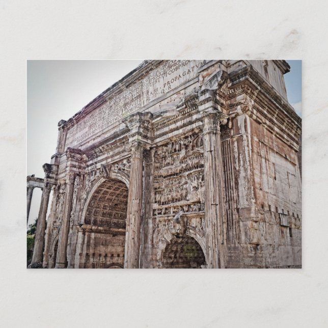 Postal Arco de Foro Romaní de la Postcarta Septimius Seve (Anverso)