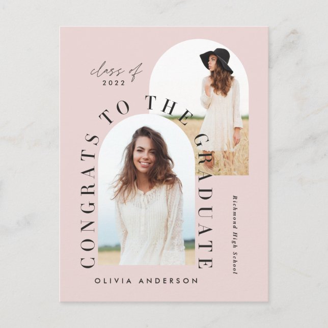 Postal Arco de graduación de varias fotos geométricas mod (Anverso)