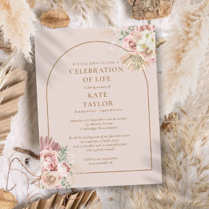 Postal Arco de hierba de Pampas Celebración de la Vida Fu