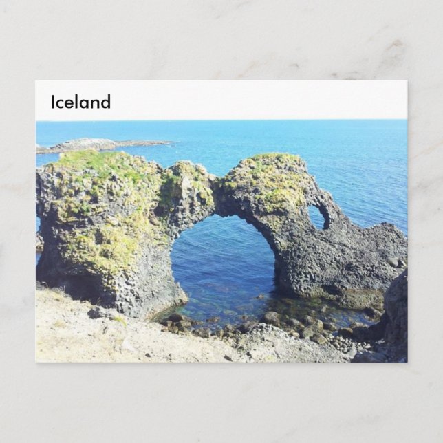 Postal Arco de Piedra Gatklettur, Arnarstapi, Islandia (Anverso)