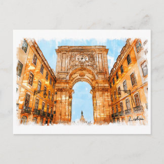Postal Arco de Portugal, Lisboa y la Rua Augusta