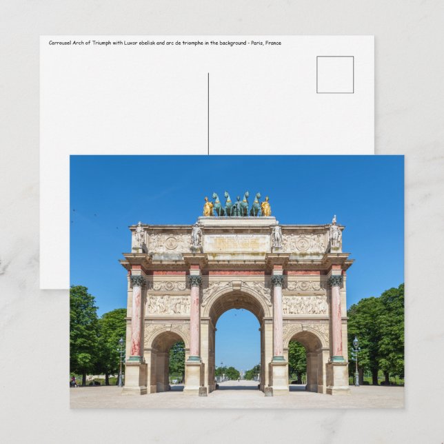 Postal Arco de triunfo de Carrousel en París, Francia (Anverso / Reverso)