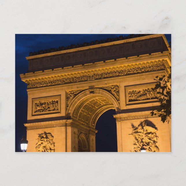 Postal Arco de Triunfo de noche en París (Anverso)