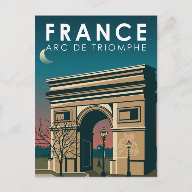 Postal Arco de Triunfo Francia Arte de Viajes Retro Vinta (Anverso)