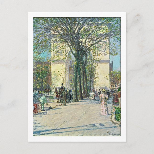 Postal Arco de Washington Nueva York por Childe Hassam (Anverso)