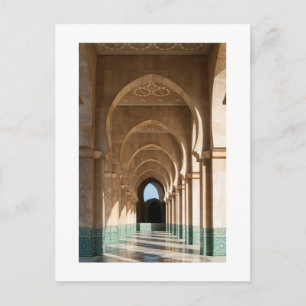 Postal Arco en la Mezquita Hassan II, Casablanca, Marruec