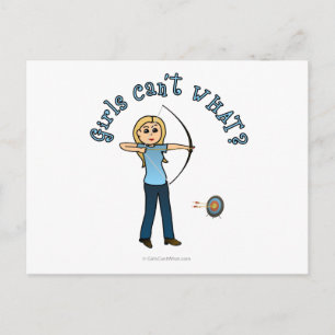 Postal Arco femenino rubio en azul