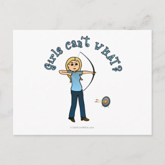 Postal Arco femenino rubio en azul