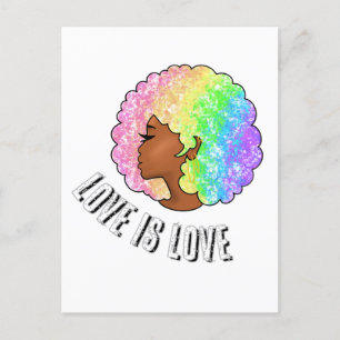 Postal arco iris de amor LGBTQ amor orgullo chica negro
