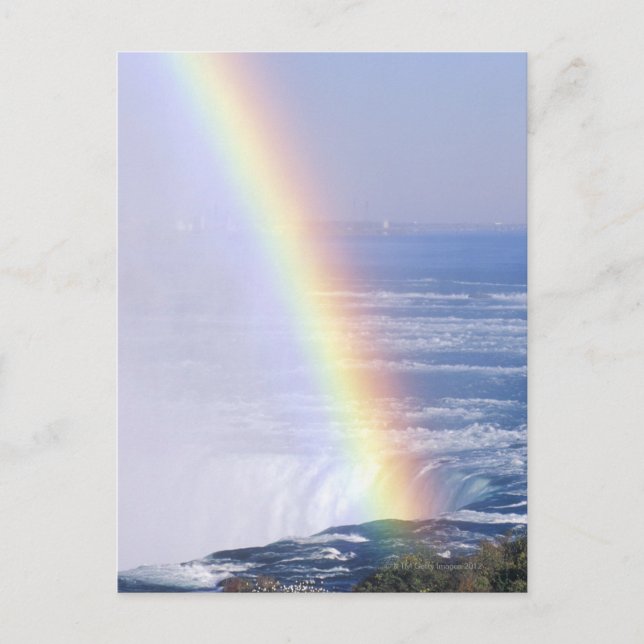 Postal Arco iris sobre Niagara Falls, Nueva York (Anverso)