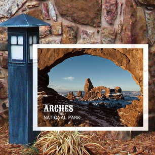Postal Arco Torre a través de la ventana norte, Arches NP