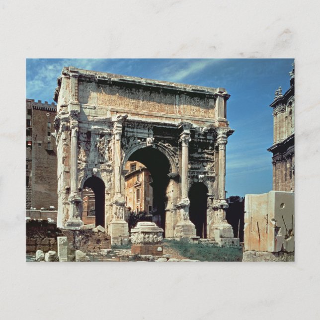 Postal Arco triunfal de Septimius Severus, dedicado en (Anverso)