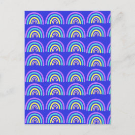 Postal Arcoiris amarillo, azul y púrpura
