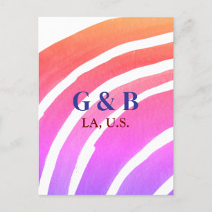 Postal Arcoiris amarillo rosa añaden nombre de pareja ciu