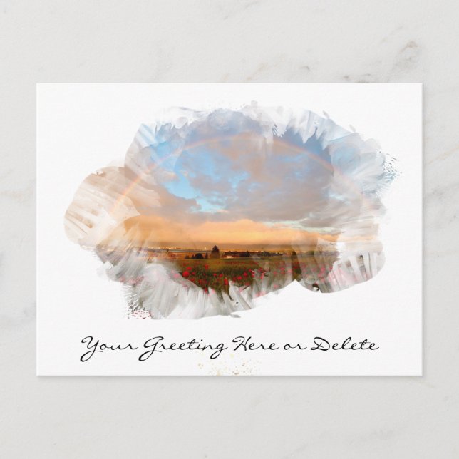 Postal *~* Arcoiris Beach Waves Ocean Artsy Floral AR11 (Anverso)