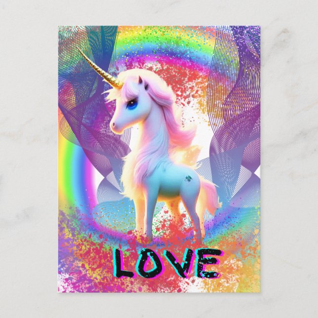 Postal Arcoiris de Love Unicorn (Anverso)