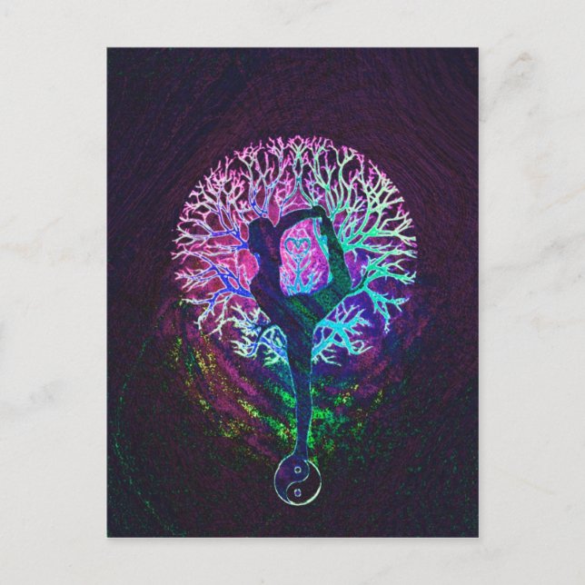 Postal Arcoiris de paz del árbol del yoga (Anverso)