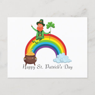 Postal Arcoiris de St. Patrick  Feliz Shamrock caprichoso
