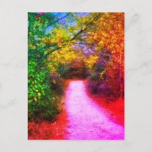 Postal arcoiris del camino de otoño