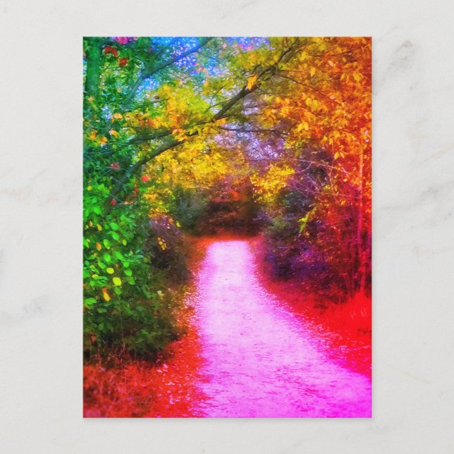 Postal arcoiris del camino de otoño (Anverso)