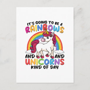 Postal arcoíris divertido unicornio lindo