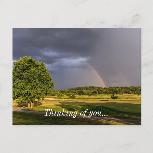 Postal Arcoiris doble a través de la lluvia (Anverso)