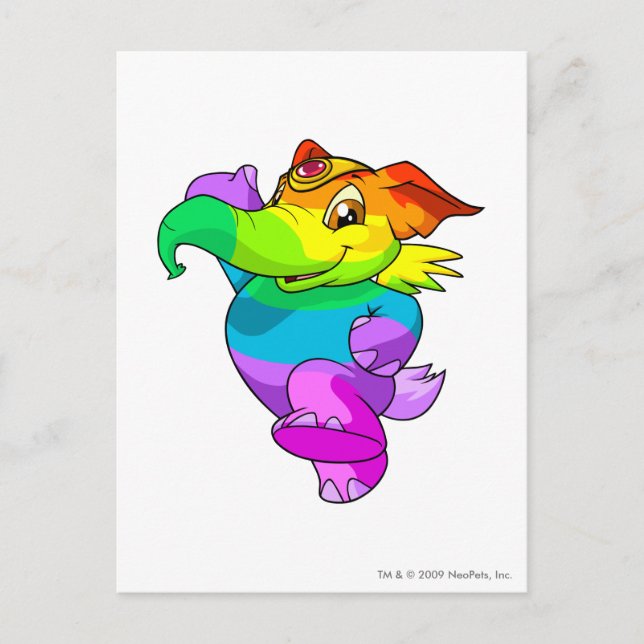 Postal Arcoiris elefante (Anverso)
