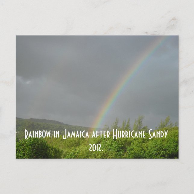 Postal Arcoiris en Jamaica luego del huracán Sandy 2012 (Anverso)