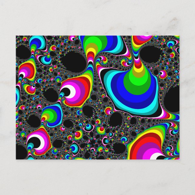 Postal Arcoiris globular - Fractal (Anverso)