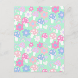 Postal Arcoiris, Hongos Y Flores Cutos