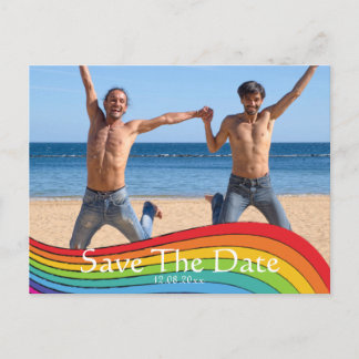 Postal Arcoiris La misma foto de género Boda salva la fec