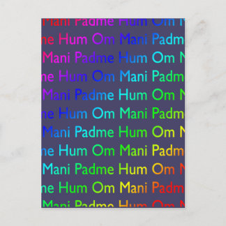 Postal Arcoiris Om Mani Padme Hum en morado