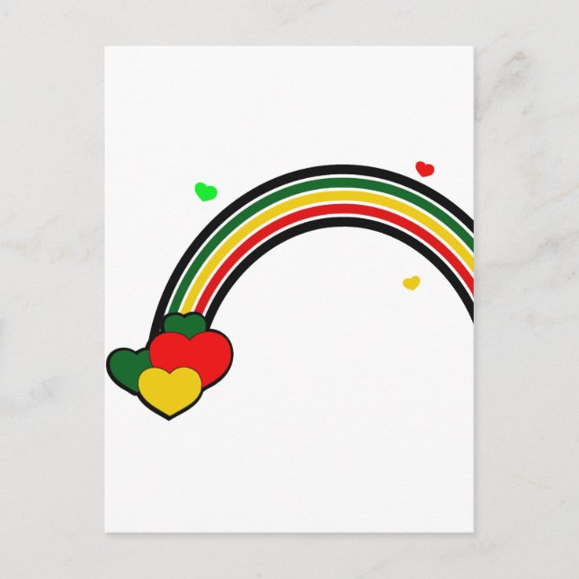Postal Arcoiris rasta y corazones (Anverso)