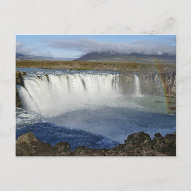 Postal Arcoiris sobre la caída de agua del río Godafoss,  (Anverso)