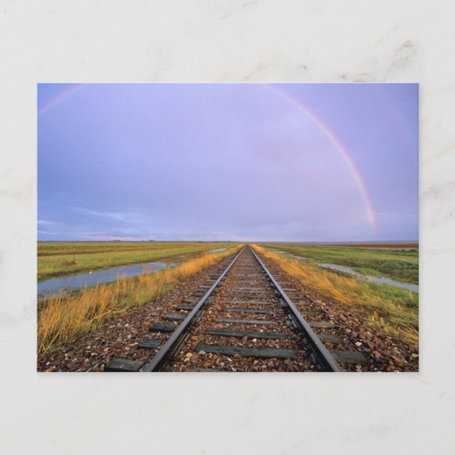 Postal Arcoíris sobre vías de ferrocarril cerca de Fairfi (Anverso)