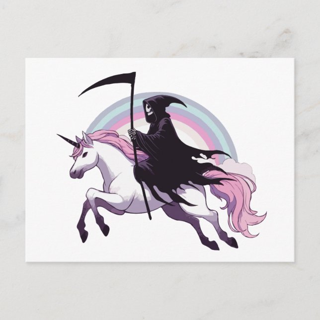 Postal Arcoíris Unicornio Segador (Anverso)