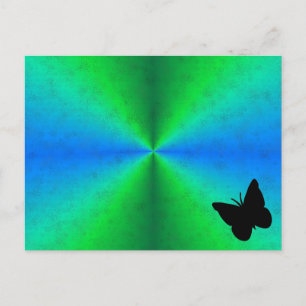 Postal Arcoiris verde azul en óptica de cuero Elefantenha