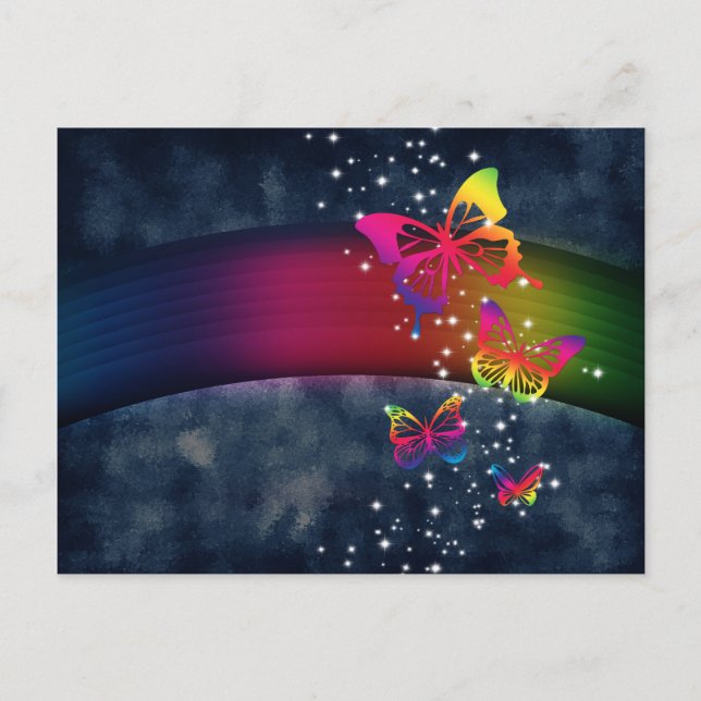 Postal Arcoiris y mariposas (Anverso)