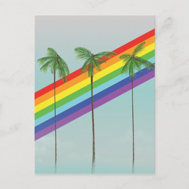 Postal Arcoiris y palmas (Anverso)