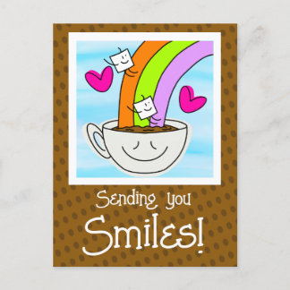 Postal Arcoiris Y Sonrisas De Café Cuidados Pensando En T